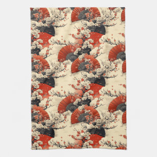 Japanisches Kirschblüten-Fächer-Muster (5) Geschirrtuch