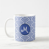 Japanisches klassisches Wellenmuster mit Monogramm Kaffeetasse (Links)