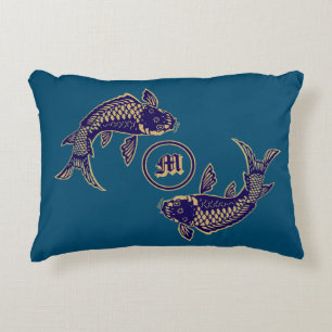 Japanisches Koi-Fisch-Monogramm Dekokissen