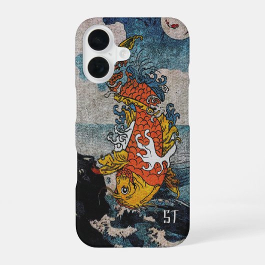 japanisches Koi Fish Moonlit Leap Kunstwerk iPhone 16 Hülle (Rückseite)