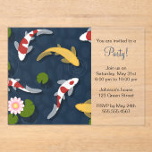 Japanisches Koi Fish Pond Party Acryleinladungen (Vorderseite)