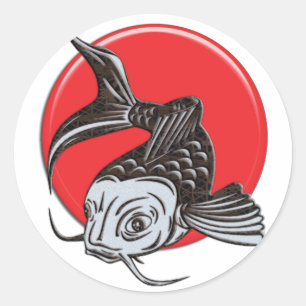 Japanisches Koi-Logo Runder Aufkleber