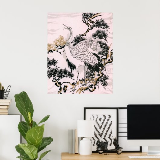 japanisches Krangevogeldesign Poster (Heimbüro)