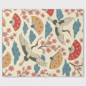 Japanisches Kranich-Sakura-Muster-Wrap-Papier  Geschenkpapier (Flach)