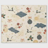 Japanisches Kranich-Weihnachtspapier Geschenkpapier (Flach)