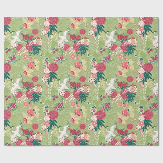 Japanisches Kranmuster Geschenkpapier (Flach)