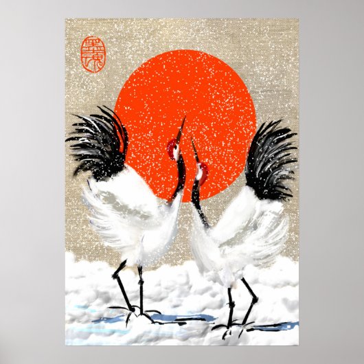 Japanisches Kranposter Poster (Vorne)