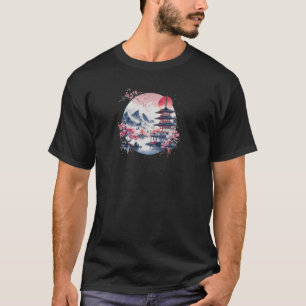 Japanisches Landschaftshaus Kirschblüten Gebirge T-Shirt
