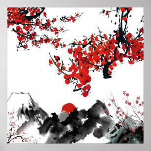 Japanisches Landschaftspopster Poster