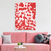 Japanisches Leaf Print, Dunkelrot und Weiß Leinwanddruck (Insitu (Wohnzimmer))