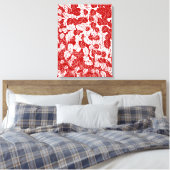 Japanisches Leaf Print, Dunkelrot und Weiß Leinwanddruck (Insitu (Schlafzimmer))