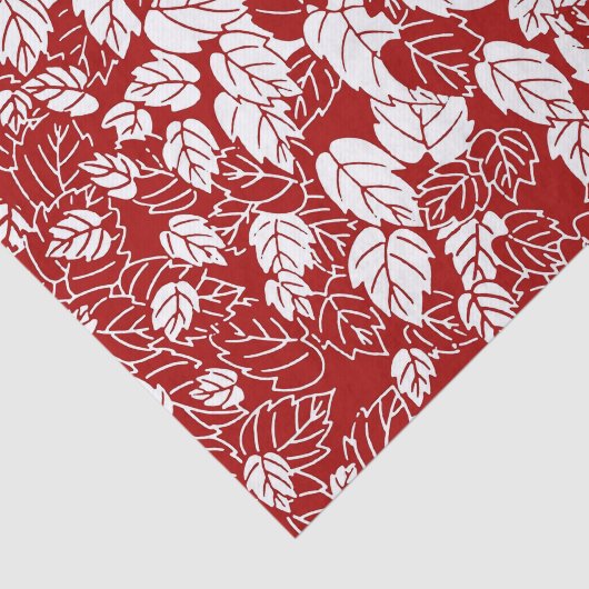 Japanisches Leaf Print, Dunkelrot und Weiß Seidenpapier (Ausschnitt)