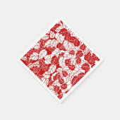 Japanisches Leaf Print, Dunkelrot und Weiß Serviette (Ecke)