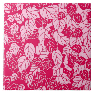 Japanisches Leaf Print, Fuchsia und Light Pink Fliese