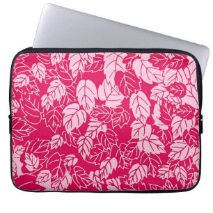 Japanisches Leaf Print, Fuchsia und Light Pink Laptopschutzhülle