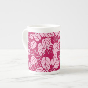 Japanisches Leaf Print, Fuchsia und Light Pink Porzellantasse