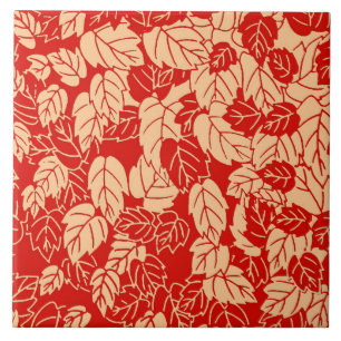 Japanisches Leaf Print, Mandarin Orange Fliese