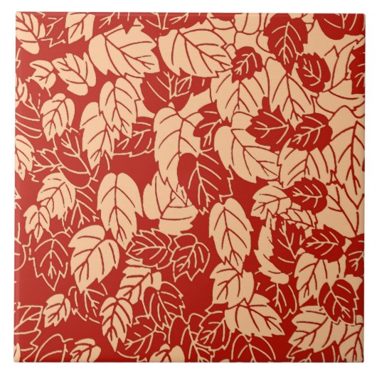 Japanisches Leaf Print, Mandarin Orange Fliese (Vorderseite)