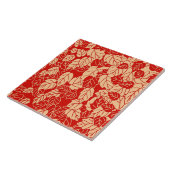 Japanisches Leaf Print, Mandarin Orange Fliese (Seite)