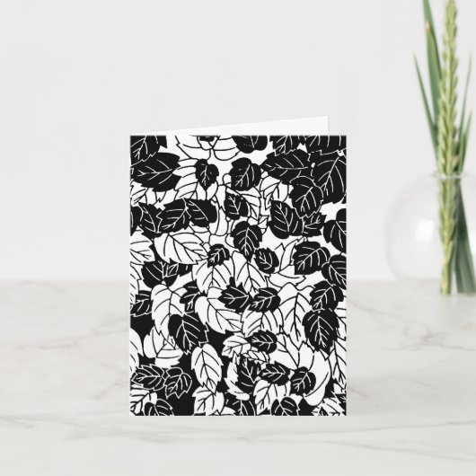 Japanisches Leaf Print, Schwarz/Weiß Karte (Vorderseite)
