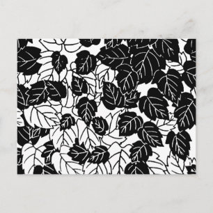 Japanisches Leaf Print, Schwarz/Weiß Postkarte