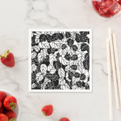 Japanisches Leaf Print, Schwarz/Weiß Serviette (Beispiel)
