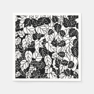 Japanisches Leaf Print, Schwarz/Weiß Serviette