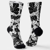 Japanisches Leaf Print, Schwarz/Weiß Socken (Gewinkelt)
