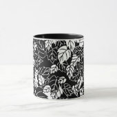 Japanisches Leaf Print, Schwarz/Weiß Tasse (Zentrum)