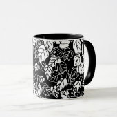 Japanisches Leaf Print, Schwarz/Weiß Tasse (VorderseiteRechts)