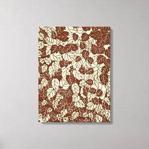 Japanisches Leaf Print, Taupe Tan und Beige Leinwanddruck