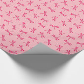 Japanisches Libellen-Muster, helles korallenrotes Geschenkpapier (Ecke)