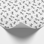 Japanisches Libellen-Muster, Schwarzweiss Geschenkpapier (Ecke)