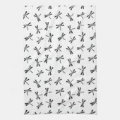 Japanisches Libellen-Muster, Schwarzweiss Handtuch (Vertikal)