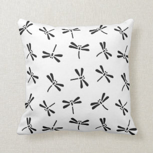Japanisches Libellen-Muster, Schwarzweiss Kissen