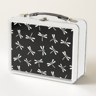 Japanisches Libellen-Muster, Schwarzweiss Metall Lunch Box