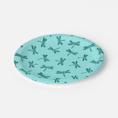 Japanisches Libellen-Muster, Türkis und Aqua Pappteller (Schrägansicht)