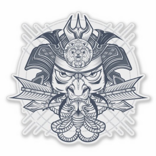 Japanisches Lion Samurai Emblem Aufkleber (Vorderseite)