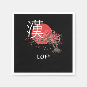Japanisches Lofi Hip Hop Kanji Cherry Blossom Lofi Serviette