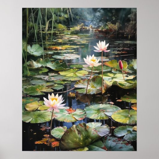 Japanisches Lotus Blume Pond Art Print Poster (Vorne)