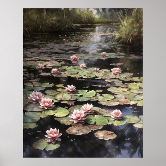 Japanisches Lotus Blume Pond Art Print Poster (Vorne)
