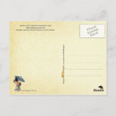 Japanisches Mädchen in Kimono, das ihre Schuhe ins Postkarte (Rückseite)