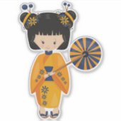 Japanisches Mädchen, Japan, Niedliches Mädchen, Or Aufkleber (Vorderseite)