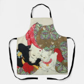 Japanisches Mädchen mit Katze, Tsukioka Yoshitoshi Schürze (Vorderseite)