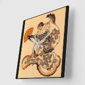 Japanisches Märchen: Der Zungenschnitt Quadratische Wanduhr (Winkel)