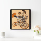 Japanisches Märchen: Der Zungenschnitt Quadratische Wanduhr (Zuhause)