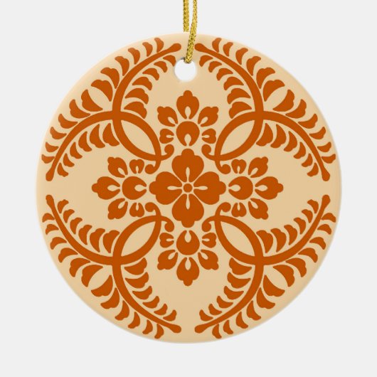 Japanisches Medallion Muster, Mandarin Orange Keramik Ornament (Vorne)