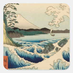 Japanisches Meer von Satta Hiroshige Kunst Quadratischer Aufkleber
