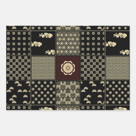 Japanisches Mix-Muster Geschenkpapier Set (Vorderseite 2)