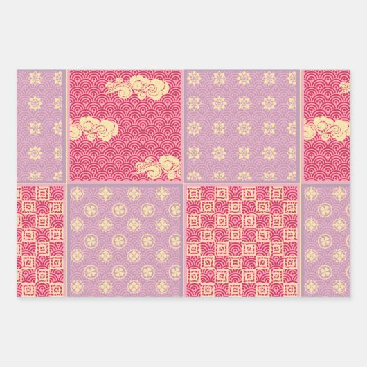 Japanisches Mix-Muster Geschenkpapier Set (Vorderseite 3)